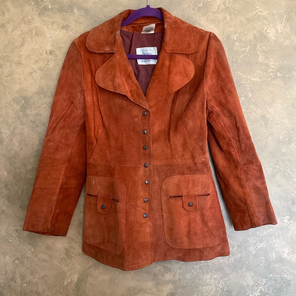 Vintage 60s 70s Opera Snap Front Suede Coat